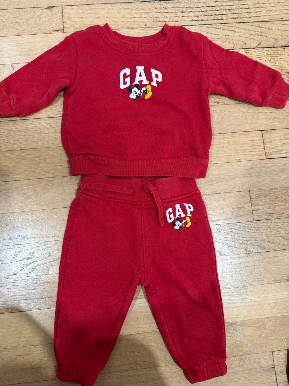 GAP Red Mickey Mouse Sweatshirt and Joggers Set